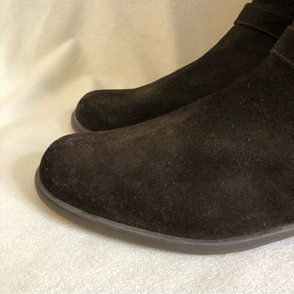 Stuart Weitzman dark brown suede fur trim buckle tall boots size 7.5 M - Picture 11 of 16